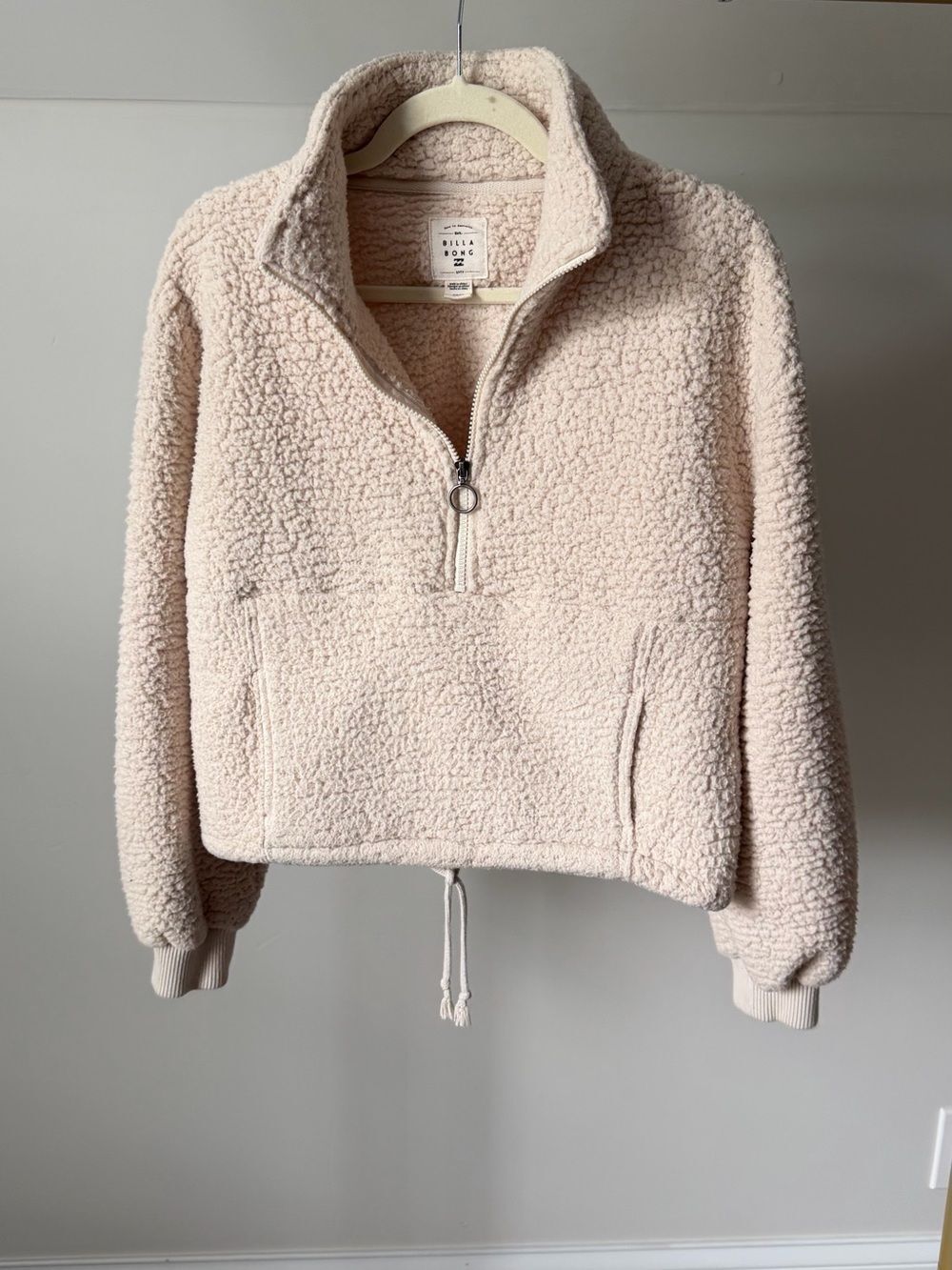 Billabong Cream Sherpa Half-Zip Pullover Jacket